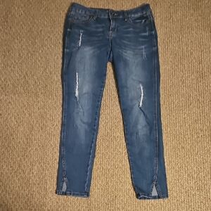 Stylish Blue Distressed Women's Skinny Jeans